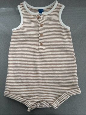 Old Navy 12-18 month Striped Sleeveless Baby Romper in Cream & Tan